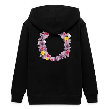 Couronne d’eucalyptus rose poussiéreux avec de délicates fleurs printanières. - Veste à capuche ado bio Stanley/Stella - noir - Dos - AI Model Teenager Male light (155cm)