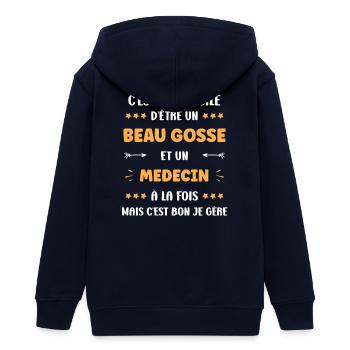 Arzt - Teenager Organic Kapuzenjacke Mini Cultivator von Stanley/Stella - Navy - Hinten - AI Model Teenager Male light (155cm)