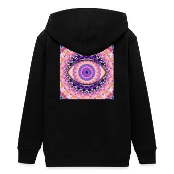 Kaleidoscopic eye mandala - Teens Organic Zip-up Hoodie by Stanley/Stella - black - Back - AI Model Teenager Male light (155cm)