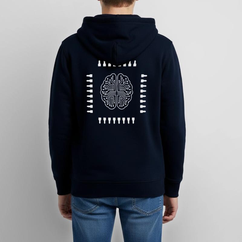 AI Brain Chip Processor Tech Vector Teens Organic Zip-up Hoodie by Stanley/Stella