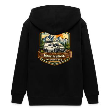 Camping-More Freedom-With Less Stuff-Camper - Teens Organic Zip-up Hoodie by Stanley/Stella - black - Back - AI Model Teenager Male light (155cm)