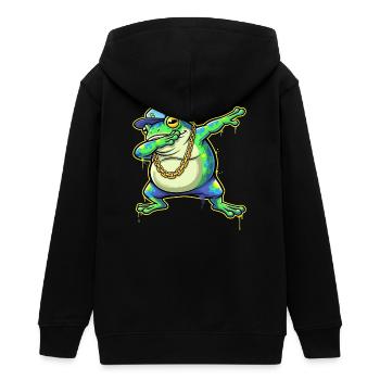 Grüner Street-Frosch mit Goldkette Dabbing - Teenager Organic Kapuzenjacke Mini Cultivator von Stanley/Stella - Schwarz - Hinten - AI Model Teenager Male light (155cm)