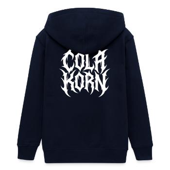 Cola Korn Black Metal – Extremes Logo Motiv - Teenager Organic Kapuzenjacke Mini Cultivator von Stanley/Stella - Navy - Hinten - AI Model Teenager Male light (155cm)