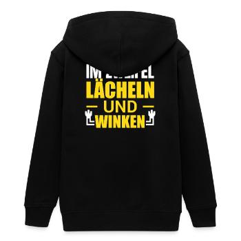 Im Zweifel lächeln und winken - Teenager Organic Kapuzenjacke Mini Cultivator von Stanley/Stella - Schwarz - Hinten - AI Model Teenager Male light (155cm)