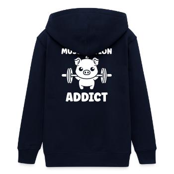 Muskelschwein und Hanteln - Teenager Organic Kapuzenjacke Mini Cultivator von Stanley/Stella - Navy - Hinten - AI Model Teenager Male light (155cm)