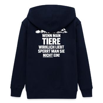 Wildtiere gehören nicht in Zoos - Teenager Organic Kapuzenjacke Mini Cultivator von Stanley/Stella - Navy - Hinten - AI Model Teenager Male light (155cm)