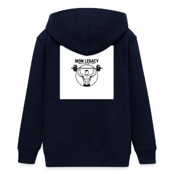 IRON_LEGACY GYM - Teens Organic Zip-up Hoodie by Stanley/Stella - navy - Back - AI Model Teenager Male light (155cm)