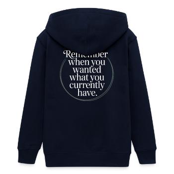 Remember When You Wanted Gratitude Mindfulness - Teens Organic Zip-up Hoodie by Stanley/Stella - navy - Back - AI Model Teenager Male light (155cm)