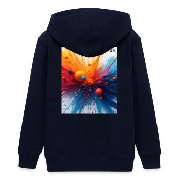 Abstract Color Explosion - Teens Organic Zip-up Hoodie by Stanley/Stella - navy - Back - AI Model Teenager Male light (155cm)