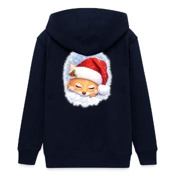 Schlafender Fuchs mit Weihnachtsmütze - Teenager Organic Kapuzenjacke Mini Cultivator von Stanley/Stella - Navy - Hinten - AI Model Teenager Male light (155cm)