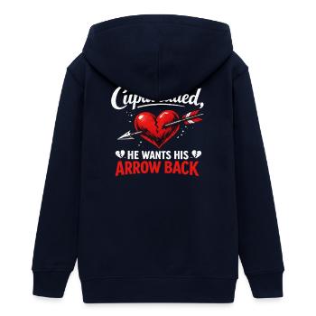 Cupid Called He Wants His Arrow Back Flirty Joke - Teens Organic Zip-up Hoodie by Stanley/Stella - navy - Back - AI Model Teenager Male light (155cm)
