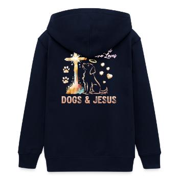 Hunde Liebe Jesus Lichtkreuz - Teenager Organic Kapuzenjacke Mini Cultivator von Stanley/Stella - Navy - Hinten - AI Model Teenager Male light (155cm)