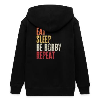 Essen, schlafen, Sei Bobby, wiederhole Retro-Name - Teenager Organic Kapuzenjacke Mini Cultivator von Stanley/Stella - Schwarz - Hinten - AI Model Teenager Male light (155cm)