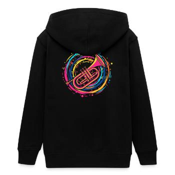 Trompeter - Teenager Organic Kapuzenjacke Mini Cultivator von Stanley/Stella - Schwarz - Hinten - AI Model Teenager Male light (155cm)