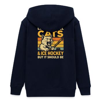 Hockey Katze Humor Eishockey Fan Geschenkidee - Teenager Organic Kapuzenjacke Mini Cultivator von Stanley/Stella - Navy - Hinten - AI Model Teenager Male light (155cm)