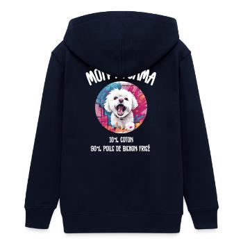 Pyjama Drôle Chien Bichon - Veste à capuche ado bio Stanley/Stella - marine - Dos - AI Model Teenager Male light (155cm)