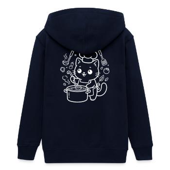 Kawaii Cat Chef Cooking - Teens Organic Zip-up Hoodie by Stanley/Stella - navy - Back - AI Model Teenager Male light (155cm)