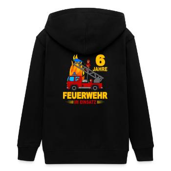 Pompiers 6 ans d’action - Veste à capuche ado bio Stanley/Stella - noir - Dos - AI Model Teenager Male light (155cm)