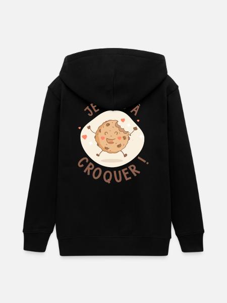 je suis croquer-humour bébé - Veste à capuche ado bio Stanley/Stella - noir