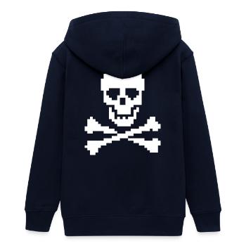 Pixel Skull Crossbones - Teens Organic Zip-up Hoodie by Stanley/Stella - navy - Back - AI Model Teenager Male light (155cm)