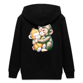 Câlins de singes s’embrassent - Veste à capuche ado bio Stanley/Stella - noir - Dos - AI Model Teenager Male light (155cm)