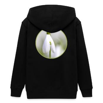 Perce-neige fleur blanche Fleur blanche Éclosion précoce - Veste à capuche ado bio Stanley/Stella - noir - Dos - AI Model Teenager Male light (155cm)