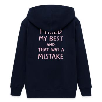 J’ai fait de mon mieux et c’était une erreur, citation drôle - Veste à capuche ado bio Stanley/Stella - marine - Dos - AI Model Teenager Male light (155cm)