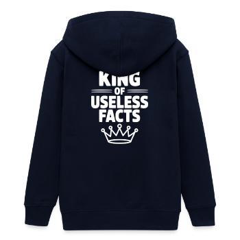 King of Useless Facts - Teens Organic Zip-up Hoodie by Stanley/Stella - navy - Back - AI Model Teenager Male light (155cm)