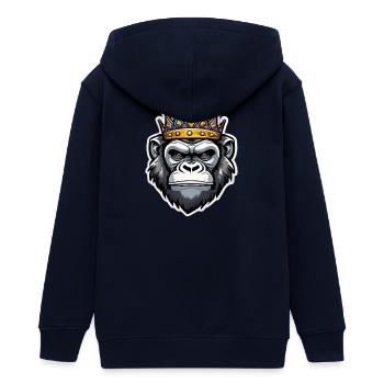 Kaiserlicher gekrönter Gorilla - Teenager Organic Kapuzenjacke Mini Cultivator von Stanley/Stella - Navy - Hinten - AI Model Teenager Male light (155cm)