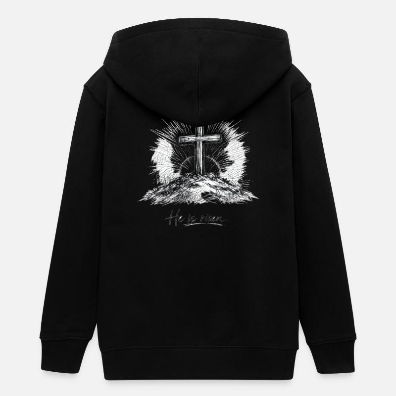 Design chrétien - Jesus Cross Easter - Veste à capuche ado bio Stanley/Stella - noir