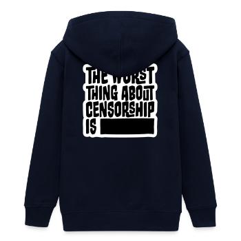 The Worst Thing About Censorship Is Lustig Ironie - Teenager Organic Kapuzenjacke Mini Cultivator von Stanley/Stella - Navy - Hinten - AI Model Teenager Male light (155cm)