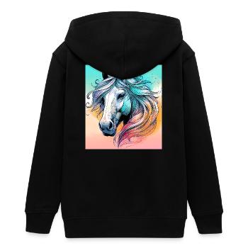 Pferd - Teenager Organic Kapuzenjacke Mini Cultivator von Stanley/Stella - Schwarz - Hinten - AI Model Teenager Male light (155cm)