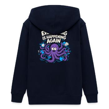 Funny Octopus Overstimulated - Teens Organic Zip-up Hoodie by Stanley/Stella - navy - Back - AI Model Teenager Male light (155cm)