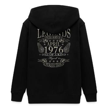 Jubilee year April 1976 - Teens Organic Zip-up Hoodie by Stanley/Stella - black - Back - AI Model Teenager Male light (155cm)