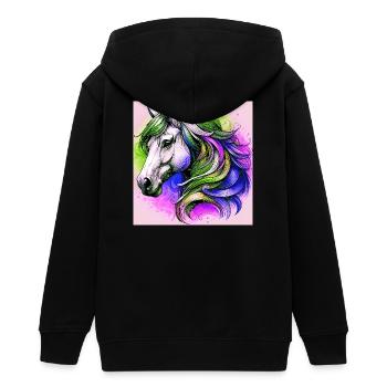 Pferd - Teenager Organic Kapuzenjacke Mini Cultivator von Stanley/Stella - Schwarz - Hinten - AI Model Teenager Male light (155cm)