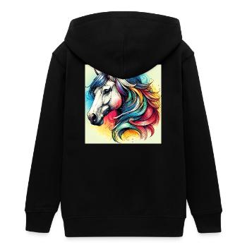Pferd - Teenager Organic Kapuzenjacke Mini Cultivator von Stanley/Stella - Schwarz - Hinten - AI Model Teenager Male light (155cm)
