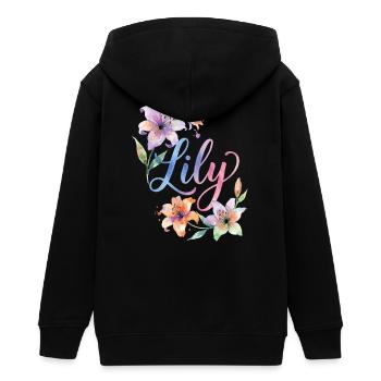 Fleurs aquarelles de lys - Veste à capuche ado bio Stanley/Stella - noir - Dos - AI Model Teenager Male light (155cm)