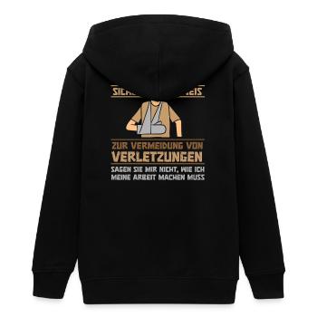 Sicherheitshinweis Zur Vermeidung von Verletzungen - Teenager Organic Kapuzenjacke Mini Cultivator von Stanley/Stella - Schwarz - Hinten - AI Model Teenager Male light (155cm)
