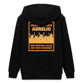 Glückwunsch Aurelio JubelCrowd - Teenager Organic Kapuzenjacke Mini Cultivator von Stanley/Stella - Schwarz - Hinten - AI Model Teenager Male light (155cm)