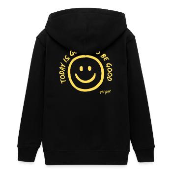 Yes Girl Smile Handzeichnung Gelb - today good - Teenager Organic Kapuzenjacke Mini Cultivator von Stanley/Stella - Schwarz - Hinten - AI Model Teenager Male light (155cm)