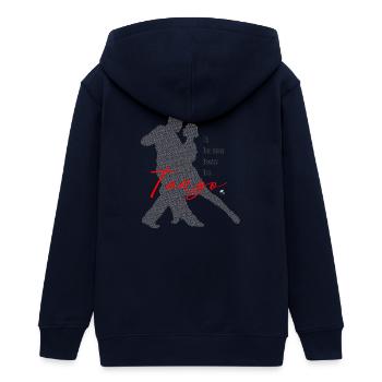 Dancing Tango Couple Silhouette with Inscription - Teens Organic Zip-up Hoodie by Stanley/Stella - navy - Back - AI Model Teenager Male light (155cm)
