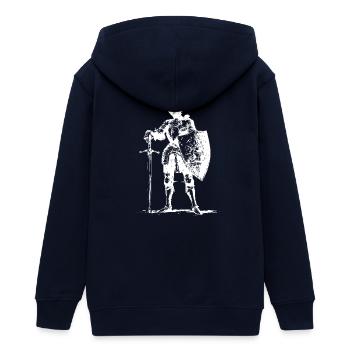 Ritter in Rüstung mit Schild - Teenager Organic Kapuzenjacke Mini Cultivator von Stanley/Stella - Navy - Hinten - AI Model Teenager Male light (155cm)