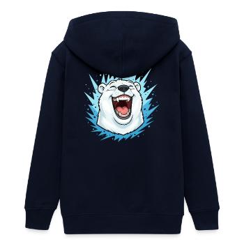Lachender Eisbär im Blauen Blitz - Teenager Organic Kapuzenjacke Mini Cultivator von Stanley/Stella - Navy - Hinten - AI Model Teenager Male light (155cm)