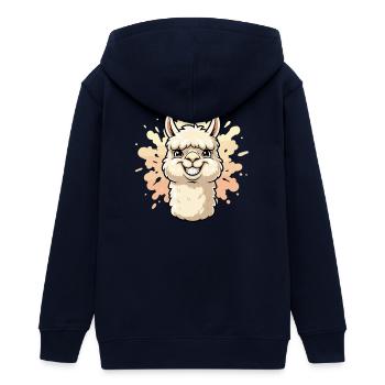 AlpakaSmile Farbspritzer - Teenager Organic Kapuzenjacke Mini Cultivator von Stanley/Stella - Navy - Hinten - AI Model Teenager Male light (155cm)