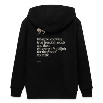 La vraie liberté existe de 9h à 17h Des entrepreneurs libres - Veste à capuche ado bio Stanley/Stella - noir - Dos - AI Model Teenager Male light (155cm)