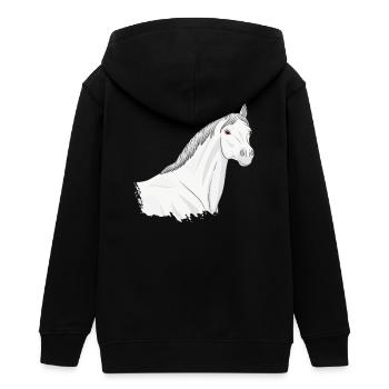La tête d'un cheval Abbayan gris clair - Veste à capuche ado bio Stanley/Stella - noir - Dos - AI Model Teenager Male light (155cm)