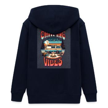 Retro Camper Vibes by Campfire - Teens Organic Zip-up Hoodie by Stanley/Stella - navy - Back - AI Model Teenager Male light (155cm)