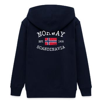 Norway - Norge - Norwegen - Scandinavia - 1905 - Teenager Organic Kapuzenjacke Mini Cultivator von Stanley/Stella - Navy - Hinten - AI Model Teenager Male light (155cm)