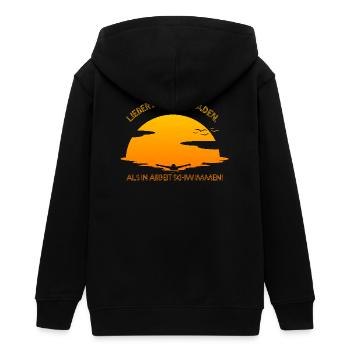 Lieber im Meer baden als in Arbeit schwimmen - Teenager Organic Kapuzenjacke Mini Cultivator von Stanley/Stella - Schwarz - Hinten - AI Model Teenager Male light (155cm)