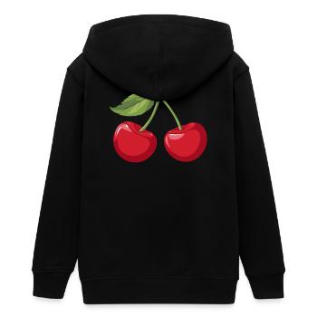 Vibrant Cherry Illustration - Teens Organic Zip-up Hoodie by Stanley/Stella - black - Back - AI Model Teenager Male light (155cm)